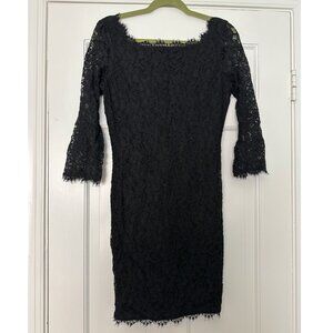 🖤 DIANE VON FURSTENBERG “ZARITA” BLACK LACE SHEATH — MADE IN USA, SIZE 8